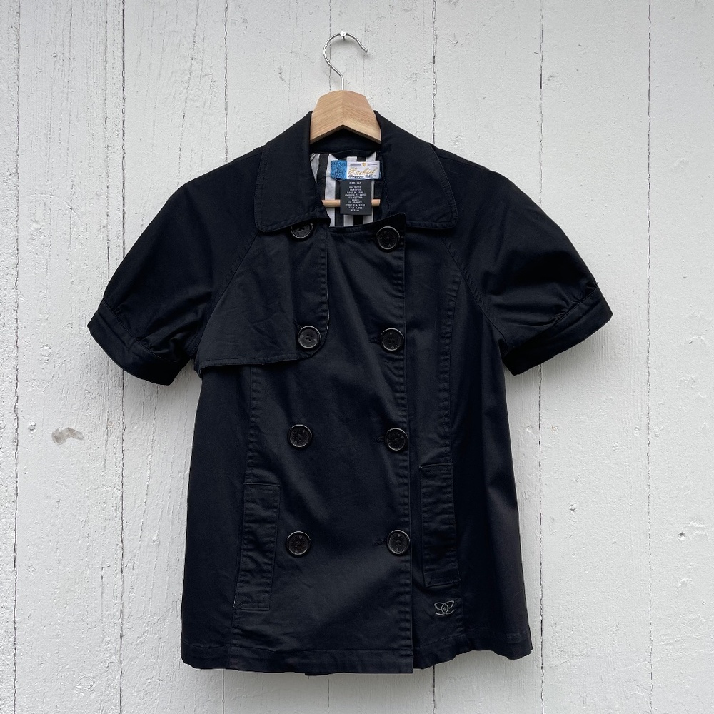 Ezekiel Black Short-Sleeve Double-Breasted Jacket (Size XS)